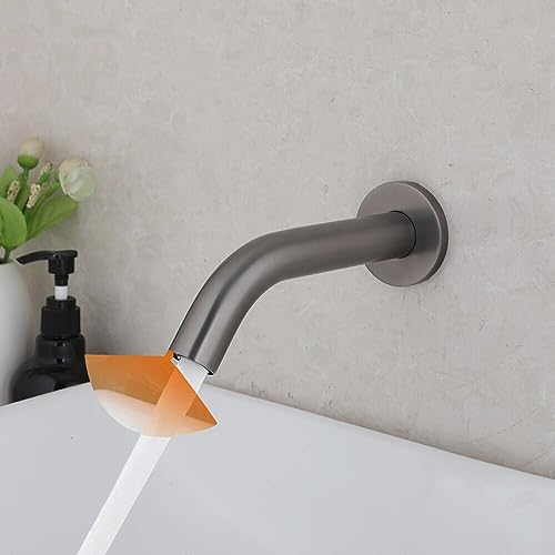 kazeRyu Goldfarbener Sensor-Waschtischhahn Zur Wandmontage – Automatischer Freihändiger Heiß-Kalt-Mischer(Dark Grey) von KazeRyu