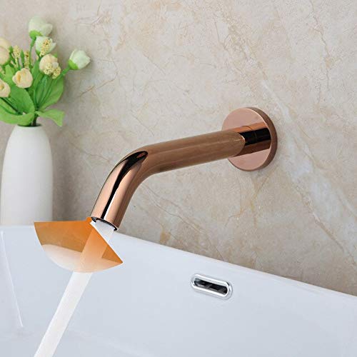 kazeRyu Goldfarbener Sensor-Waschtischhahn Zur Wandmontage – Automatischer Freihändiger Heiß-Kalt-Mischer(Rose Gold) von KazeRyu