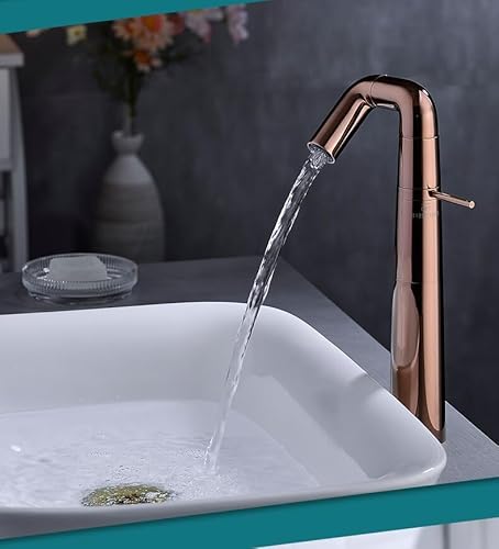 kazeRyu Grauer Waschbecken-Mischhahn Aus Messing – Heiß Und Kalt, Elefantennasen-Drehung For Aufsatzwaschbecken(Rose Gold Tall) von KazeRyu