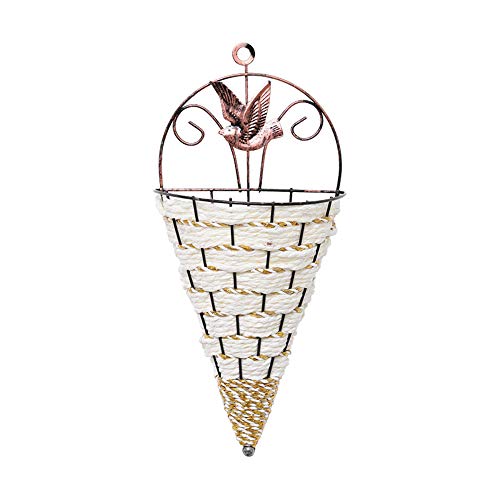 kazeRyu Hängende Blumentöpfe Aus Rattan-Schmiedeeisen – An Der Wand Montierte Pflanzkörbe for Kreative Gartendekoration(White) von KazeRyu