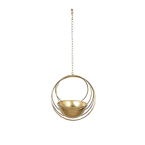 kazeRyu Hängender Pflanzentopf Aus Metall Mit Eisenkette – Blumenständer for Aufhängen An Balkon/Wand/Decke for Drinnen Und Draußen(Gold) von KazeRyu