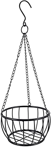 kazeRyu Hängender Pflanzkorb Aus Metall | Blumentopf for Drinnen Und Draußen Als Wanddekoration | Platzsparendes Design(Black,L) von KazeRyu