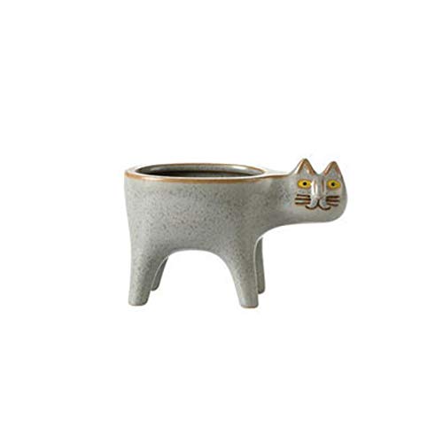 kazeRyu Keramik-Blumentopf Mit Katzenschwanz-Motiv | Niedlicher Übertopf for Sukkulenten Und Kakteen | Dekoration for Den Schreibtisch, Zuhause Und Garten(Beige) von KazeRyu