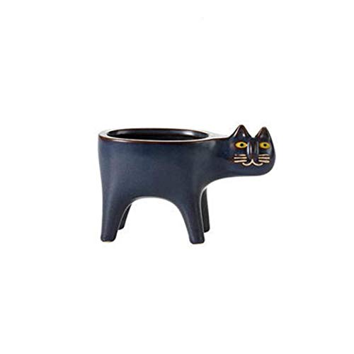 kazeRyu Keramik-Blumentopf Mit Katzenschwanz-Motiv | Niedlicher Übertopf for Sukkulenten Und Kakteen | Dekoration for Den Schreibtisch, Zuhause Und Garten(Blue) von KazeRyu
