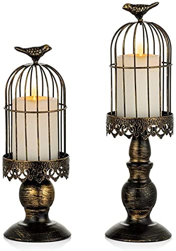 kazeRyu Kerzenhalter Aus Hohlem Metall In Vogelkäfigform – 2er-Set for Hochzeitstischdekoration Und Heimdekoration(B) von KazeRyu