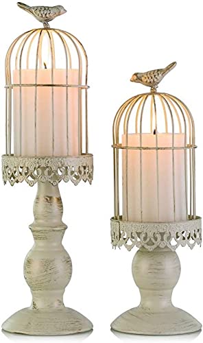 kazeRyu Kerzenhalter Aus Hohlem Metall In Vogelkäfigform – 2er-Set for Hochzeitstischdekoration Und Heimdekoration(W) von KazeRyu