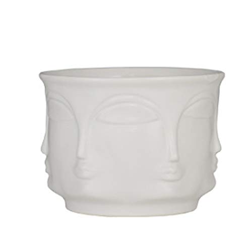 kazeRyu Kreativer Blumentopf Aus Keramik In Gesichtsform – Sukkulenten-Übertopf Mit Drainagelöchern for Zuhause Und Büro(White,8.5x11cm) von KazeRyu