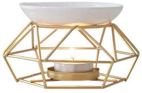 kazeRyu Kreativer Goldener Kerzenhalter Aus Eisenkunst Mit Geometrischem Muster Aus Keramik – Schreibtischdekoration for Zuhause, Büro Und Cafés von KazeRyu
