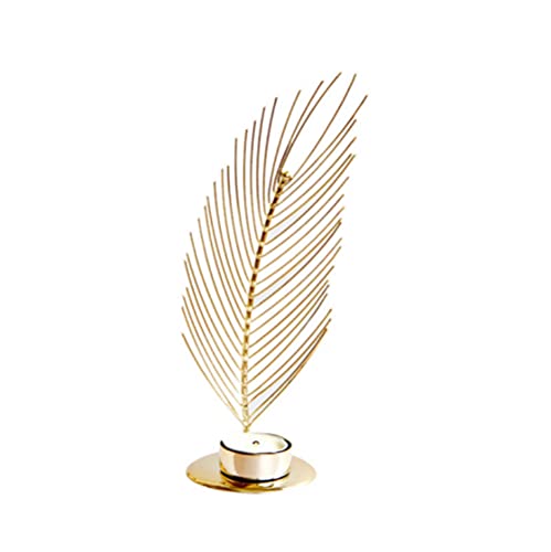 kazeRyu Kreativer Goldener Kerzenhalter Aus Schmiedeeisen Mit Federn – Handgefertigtes Dekorationsornament for Zuhause Und Kamin von KazeRyu