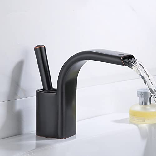 kazeRyu Kupfer Messing Badezimmer Wasserfall Mischbatterie - Golden/Schwarz/Chrom/Weiß, Heiß & Kalt For Waschbecken(Slt171b) von KazeRyu