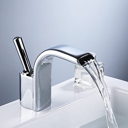 kazeRyu Kupfer Messing Badezimmer Wasserfall Mischbatterie - Golden/Schwarz/Chrom/Weiß, Heiß & Kalt For Waschbecken(Slt171s) von KazeRyu