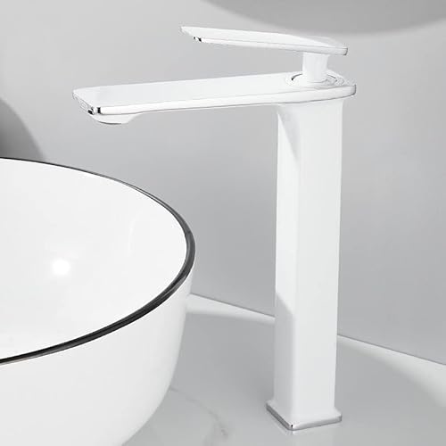 kazeRyu Mattschwarze Rose Waschbeckenarmatur For Badezimmer – Einhebelmischer, Heiß-Kalt-Mischer Hohe Waschbecken(High White Chrome) von KazeRyu