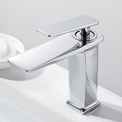 kazeRyu Mattschwarze Rose Waschbeckenarmatur For Badezimmer – Einhebelmischer, Heiß-Kalt-Mischer Hohe Waschbecken(Short Chrome) von KazeRyu