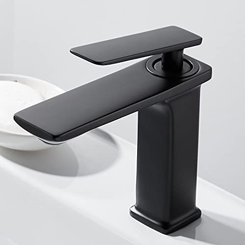 kazeRyu Mattschwarze Rose Waschbeckenarmatur For Badezimmer – Einhebelmischer, Heiß-Kalt-Mischer Hohe Waschbecken(Short Matte Black) von KazeRyu