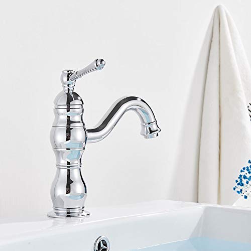 kazeRyu Messing-Waschtischarmaturen For Badezimmer – Kurz/hoch, Wandmontage, Heiß/kalt, Drehbares Waschbecken(Chrome Short) von KazeRyu