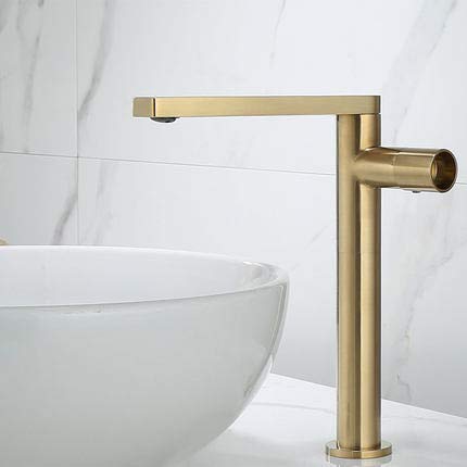 kazeRyu Modischer Waschtischhahn – Warm- Und Kaltwassermischer, Einhebelmischer, Gold/Schwarz/Weiß For Waschbecken(Brushed Gold Tall) von KazeRyu