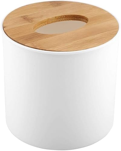 kazeRyu Multifunktionaler Taschentuchhalter Aus Holz Und Kunststoff – Dekorativer Spender for Zuhause, Büro Und Auto(Round) von KazeRyu