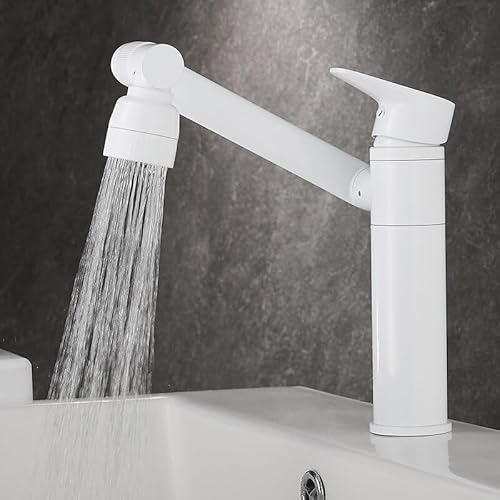 kazeRyu Multifunktions-Waschtischmischer, Weiß & Gold/Antikbronze, Warm & Kalt, Universal For Waschbecken(White Short1) von KazeRyu