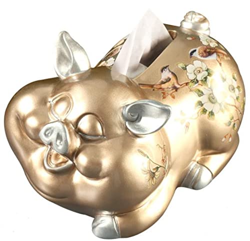 kazeRyu Niedlicher Taschentuchhalter Aus Kunstharz In Schweineform – Moderner Servietten-Organizer for Badezimmer, Schlafzimmer, Büro Und Zuhause (grau)(Gold) von KazeRyu