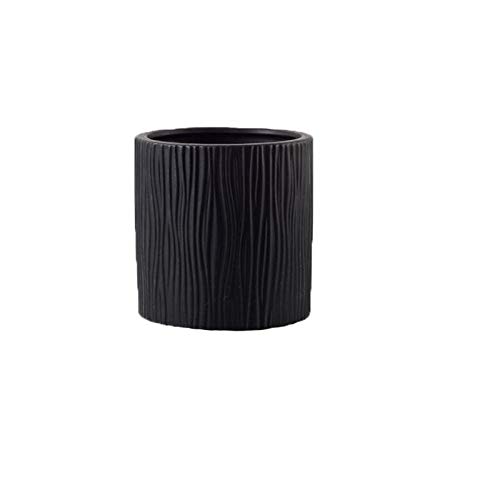 kazeRyu Pflanzgefäß Aus Keramik for Den Innenbereich – Pflanzgefäße Im Retro-Rindendesign for Schreibtisch, Kräuter Und Zimmerpflanzen(Black) von KazeRyu