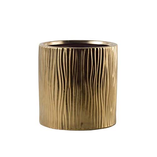 kazeRyu Pflanzgefäß Aus Keramik for Den Innenbereich – Pflanzgefäße Im Retro-Rindendesign for Schreibtisch, Kräuter Und Zimmerpflanzen(Gold) von KazeRyu