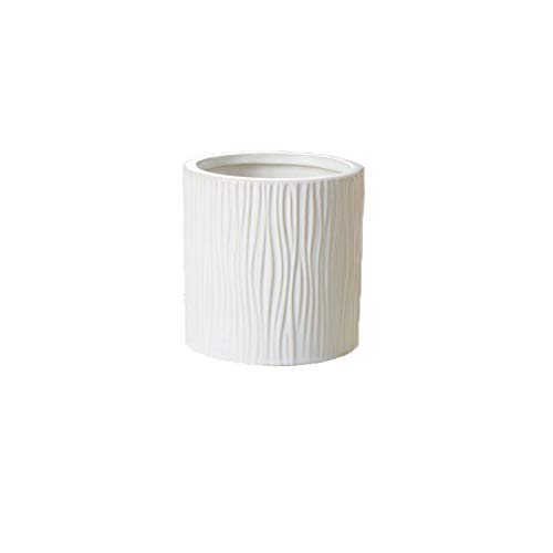 kazeRyu Pflanzgefäß Aus Keramik for Den Innenbereich – Pflanzgefäße Im Retro-Rindendesign for Schreibtisch, Kräuter Und Zimmerpflanzen(White) von KazeRyu