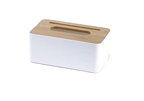 kazeRyu Runde Taschentuchbox Im Europäischen Stil – Schlichtes Weißes Design for Hotel, Wohnzimmer Und Schreibtisch – Kunststoff Mit Holzdeckel(Rectangle) von KazeRyu