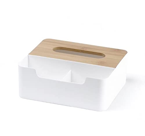 kazeRyu Runde Taschentuchbox Im Europäischen Stil – Schlichtes Weißes Design for Hotel, Wohnzimmer Und Schreibtisch – Kunststoff Mit Holzdeckel(Storage Box) von KazeRyu
