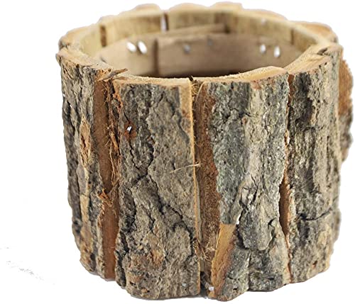 kazeRyu Runder Blumentopf Und Vase Aus Holzrinde – Sukkulenten-Übertopf Im Retro-Waldstil for Schreibtisch Und Garten(10.5CM) von KazeRyu