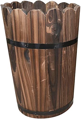 kazeRyu Rustikaler Blumentopf Aus Holz In Fassform – Dekorativer Pflanzbehälter for Den Garten Im Freien for Blumenarrangements(23X15cm) von KazeRyu
