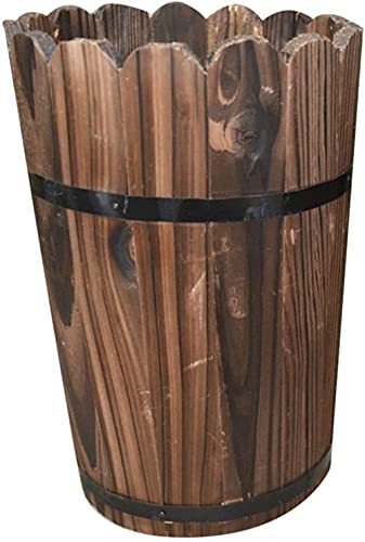 kazeRyu Rustikaler Blumentopf Aus Holz In Fassform – Dekorativer Pflanzbehälter for Den Garten Im Freien for Blumenarrangements(27X18cm) von KazeRyu