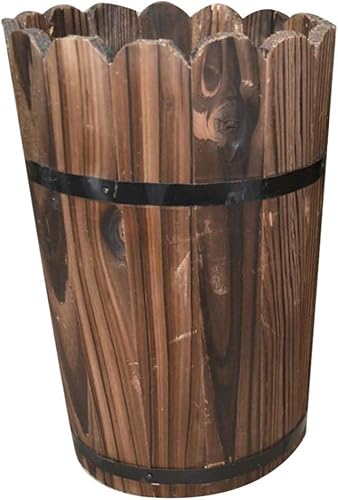 kazeRyu Rustikaler Blumentopf Aus Holz In Fassform – Dekorativer Pflanzbehälter for Den Garten Im Freien for Blumenarrangements(32X21cm) von KazeRyu