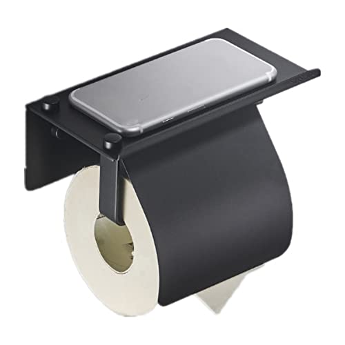 kazeRyu Schwarzer Taschentuchhalter Aus Edelstahl – Toilettenpapierhalter for Das Badezimmer Mit Wandmontiertem Aufbewahrungsregal for Telefone, Tücher Und Wichtige Dinge(B1) von KazeRyu