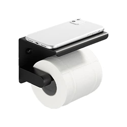 kazeRyu Schwarzer Taschentuchhalter Aus Edelstahl – Toilettenpapierhalter for Das Badezimmer Mit Wandmontiertem Aufbewahrungsregal for Telefone, Tücher Und Wichtige Dinge(B2) von KazeRyu