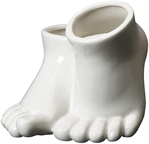 kazeRyu Sukkulententopf In Fußform Aus Keramik – Künstlerische Statue Als Übertopf for Den Innen- Und Außenbereich Als Gartendekoration(White) von KazeRyu