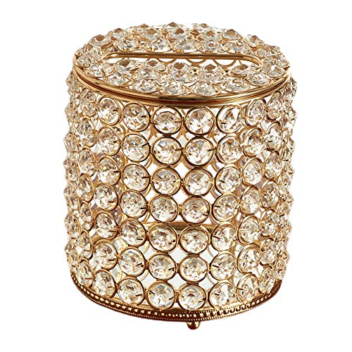 kazeRyu Taschentuchbox Aus Kristallglas, Runder Serviettenhalter – Dekor Im Nordischen Stil for Wohnzimmer, Esszimmer, Restaurants Und Hotels(Gold) von KazeRyu
