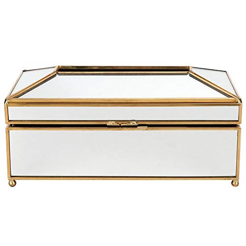 kazeRyu Taschentuchbox-Halter Aus Glas for Den Schreibtisch – Elegante Papieraufbewahrung for Die Dekoration Zu Hause Und Im Büro(Mirror Gold) von KazeRyu