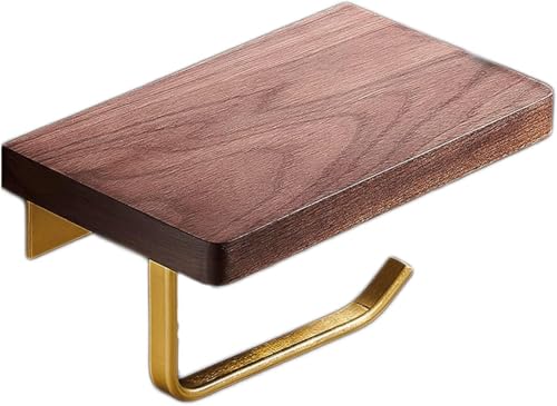 kazeRyu Toilettenpapierhalter Aus Holz Mit Ablage – Wandmontiertes Badezimmerzubehör Zur Rollenaufbewahrung Und Dekoration(Noyer a) von KazeRyu