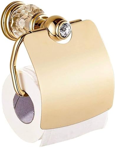 kazeRyu Toilettenpapierhalter Aus Messing Zur Wandmontage – Dekorativer Toilettenpapierhalter Aus Kristallglas, Einfache Installation for Zuhause Und Hotel(Golden) von KazeRyu