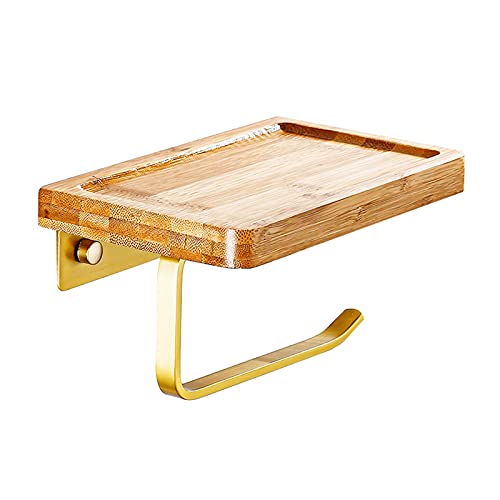 kazeRyu Toilettenpapierhalter Mit Ablage – Wandmontage Aus Holz In Gold, Papierhalter & Dekor for Küche Und Badezimmer von KazeRyu
