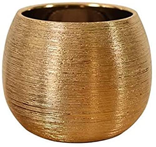 kazeRyu Vergoldeter Keramik-Blumentopf – Runde Pflanzgefäße for Zimmerpflanzen Im Innen- Und Außenbereich, Sukkulenten Und Luftpflanzen(12CM) von KazeRyu