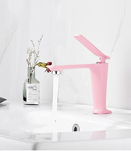 kazeRyu Vintage-Waschtischarmatur Mit Einem Griff – Deckmontage, Warm- Und Kaltmischbatterie For Badezimmerwaschbecken(Pink Short) von KazeRyu