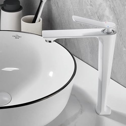 kazeRyu Vintage-Waschtischarmatur Mit Einem Griff – Deckmontage, Warm- Und Kaltmischbatterie For Badezimmerwaschbecken(White Tall) von KazeRyu