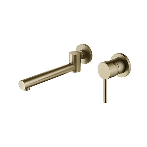 kazeRyu Wandmontierter Badezimmer-Mischbatterie – Warm- Und Kaltwasser, Intelligenter, Schwenkbarer Auslauf, Moderner Einhebelmischer For Waschbecken(Gold) von KazeRyu