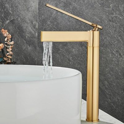 kazeRyu Waschbecken-Mischbatterie Aus Gebürstetem Goldmessing – Schwarz/Grau, Einhebelmischer For Heißes Und Kaltes Wasser(Gold Tall) von KazeRyu