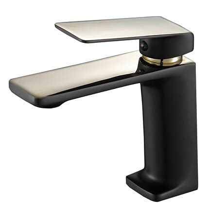kazeRyu Waschbeckenmischer Aus Gebürstetem Gold, Wasserfall-Stil, Heiß Und Kalt, For Aufsatzwaschbecken(Gold and Black) von KazeRyu