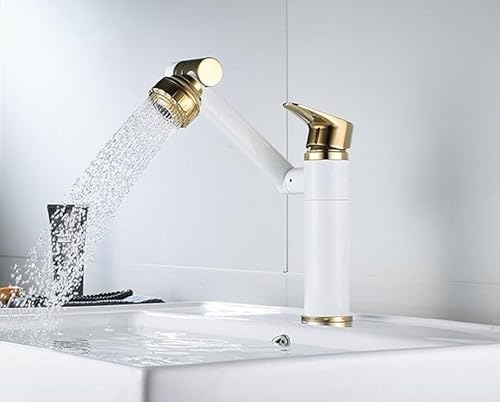 kazeRyu Waschbeckenmischer Aus Verchromtem Messing – Heiß Und Kalt, Vielseitig Einsetzbar For Toilette, Waschbecken Haarwäsche(White Gold1) von KazeRyu