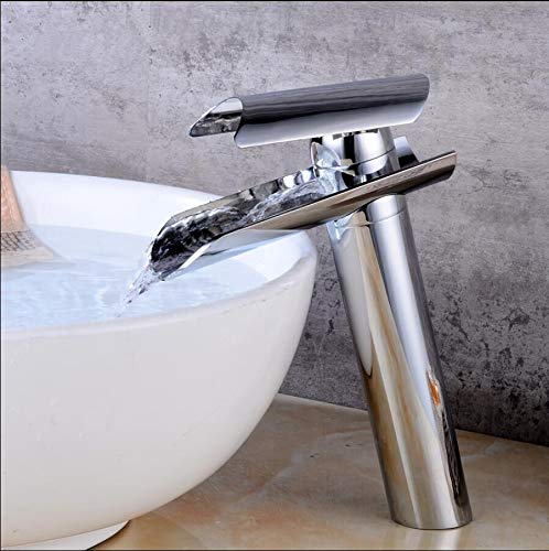 kazeRyu Waschtisch-Mischbatterie Aus Gebürstetem Nickel – Wasserfall-Design, Heißes Und Kaltes Wasser For Das Badezimmer(Chrome Tall) von KazeRyu