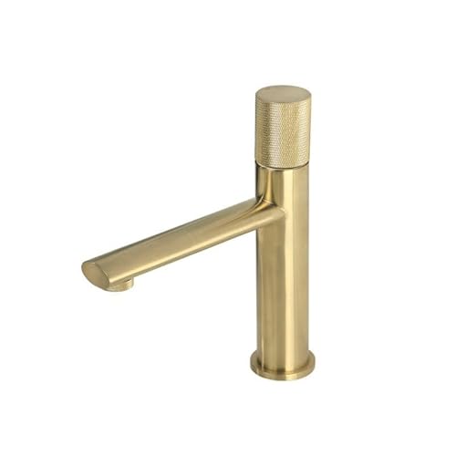 kazeRyu Waschtisch-Mischbatterie Aus Messing Mit Geschnitztem Design – Einhebelmischer, Heißes Und Kaltes Wasser, Deckmontage For Badezimmer(Brush Gold) von KazeRyu