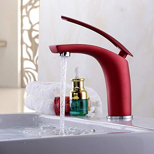 kazeRyu Waschtischarmatur Aus Messing, Warm Und Kalt, Weiß/Schwarz, For Badezimmerwaschbecken, Crane(Red Short) von KazeRyu